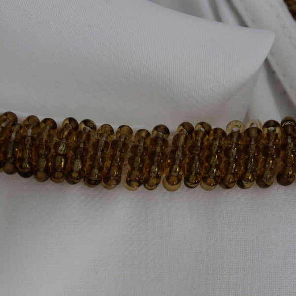 Violet + Claire Sz M White Gold Beaded Neck 100% Viscose Woven Top