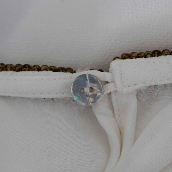 Violet + Claire Sz M White Gold Beaded Neck 100% Viscose Woven Top