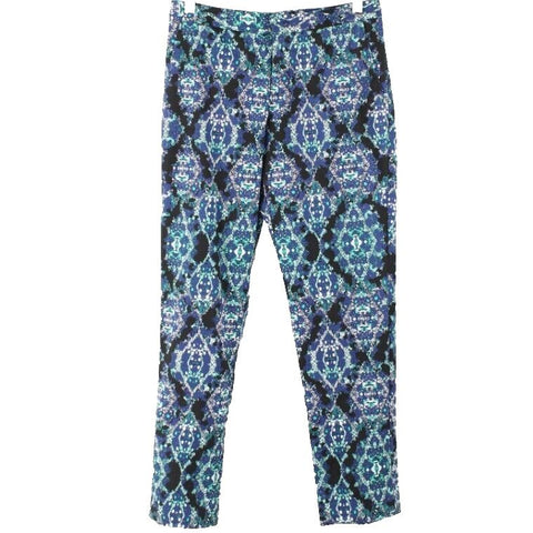 Bar III Sz 4 x 27 Green Blue Multi Cotton Blend Op Art Straight Leg Pant
