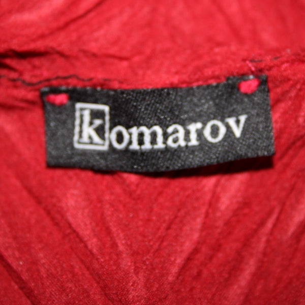 Komarov Sz S Red Black Lace Ruffles Collared 100% Polyester Wrap Sweater