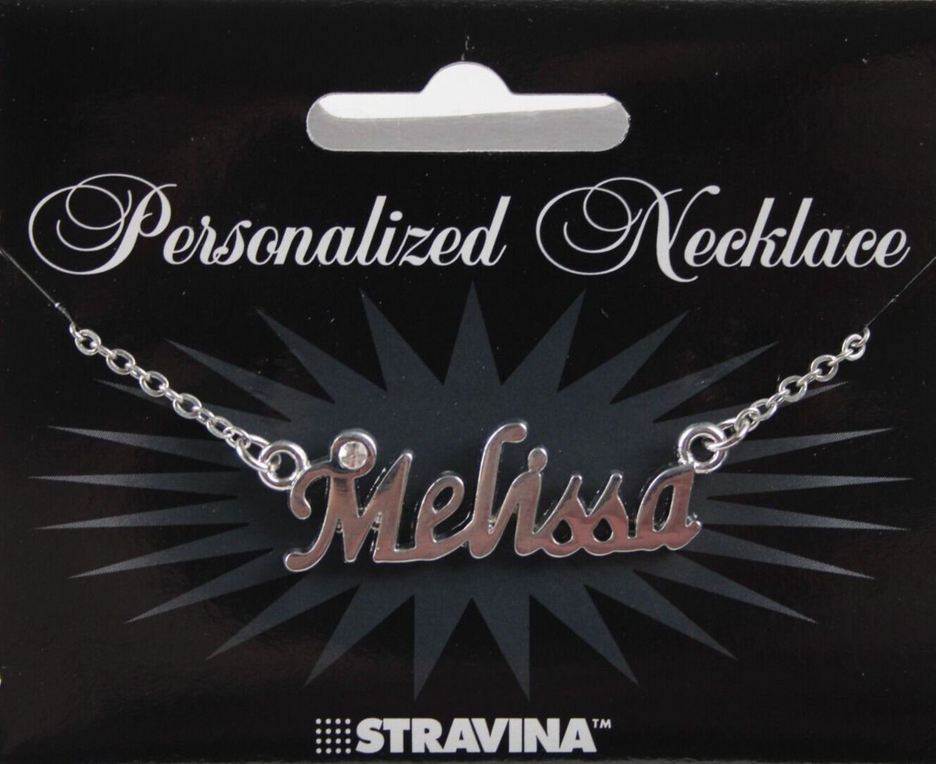 MELISSA NEW Name Silvertone Rhinestone 14.5" w 4.5" Multi Ring Ext Necklace