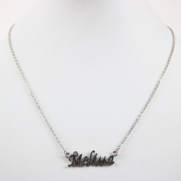 MELISSA NEW Name Silvertone Rhinestone 14.5" w 4.5" Multi Ring Ext Necklace