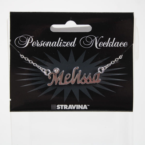 MELISSA NEW Name Silvertone Rhinestone 14.5" w 4.5" Multi Ring Ext Necklace
