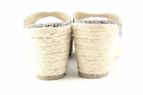 Kelsi Dagger Sz 9.5 Black Cream Snake Print Jute Bianca 3" Wedge Sandal