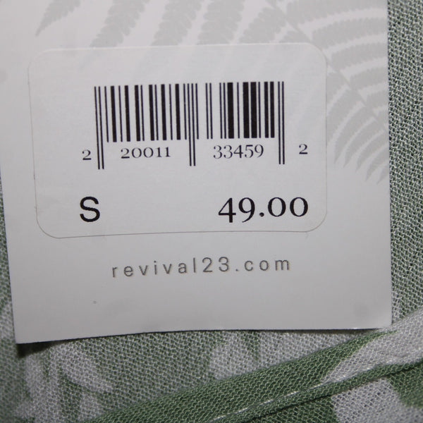 Ces Femme NEW $50 Sz S Green White FloralRuffle Pull Over 100% Rayon Dress