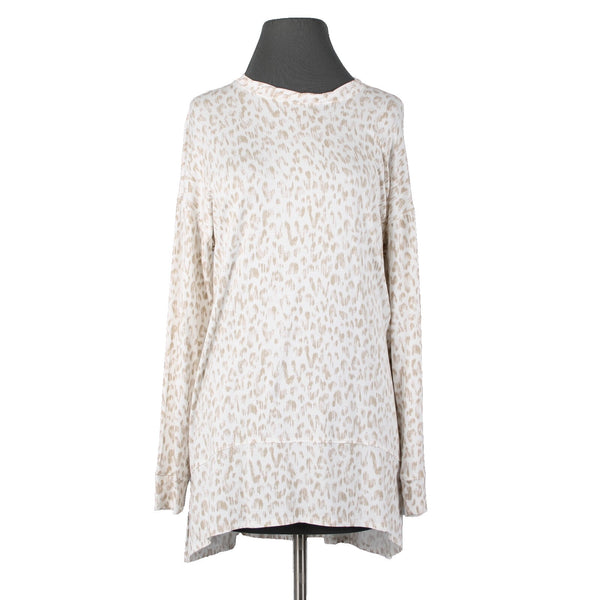 INC NEW Sz M Cream Taupe Hi Low Oversize Long Sleeve Supersoft Rayon Blend Top