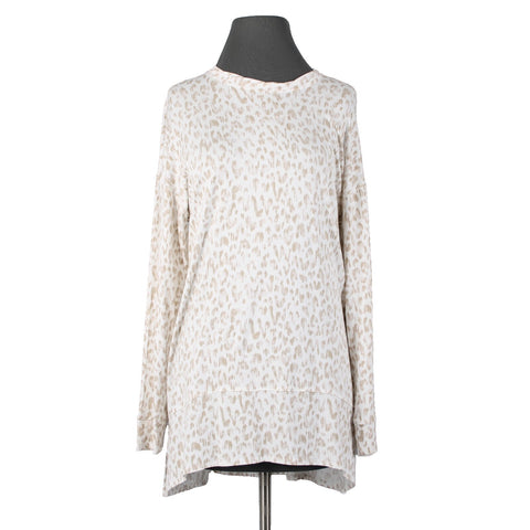 INC NEW Sz M Cream Taupe Hi Low Oversize Long Sleeve Supersoft Rayon Blend Top