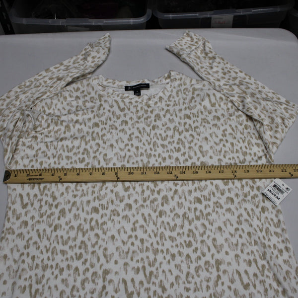 INC NEW Sz M Cream Taupe Hi Low Oversize Long Sleeve Supersoft Rayon Blend Top