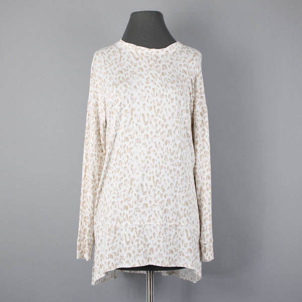 INC NEW Sz M Cream Taupe Hi Low Oversize Long Sleeve Supersoft Rayon Blend Top