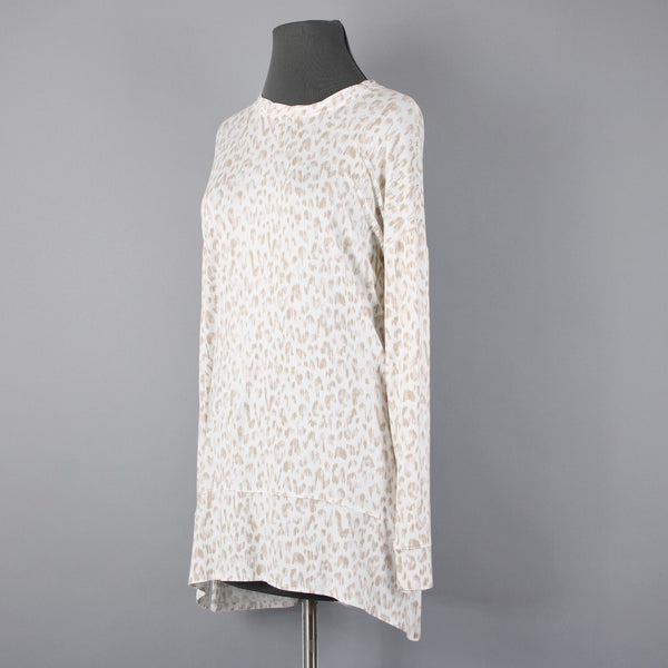 INC NEW Sz M Cream Taupe Hi Low Oversize Long Sleeve Supersoft Rayon Blend Top