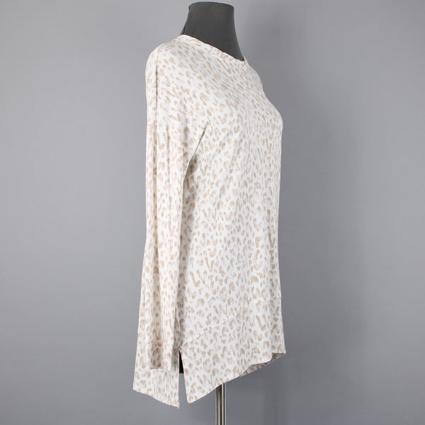 INC NEW Sz M Cream Taupe Hi Low Oversize Long Sleeve Supersoft Rayon Blend Top