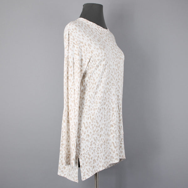 INC NEW Sz M Cream Taupe Hi Low Oversize Long Sleeve Supersoft Rayon Blend Top