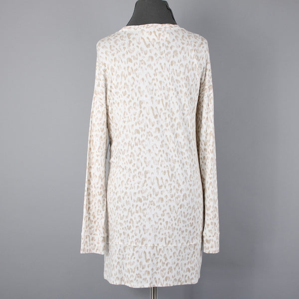 INC NEW Sz M Cream Taupe Hi Low Oversize Long Sleeve Supersoft Rayon Blend Top