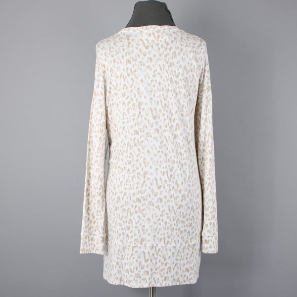 INC NEW Sz M Cream Taupe Hi Low Oversize Long Sleeve Supersoft Rayon Blend Top