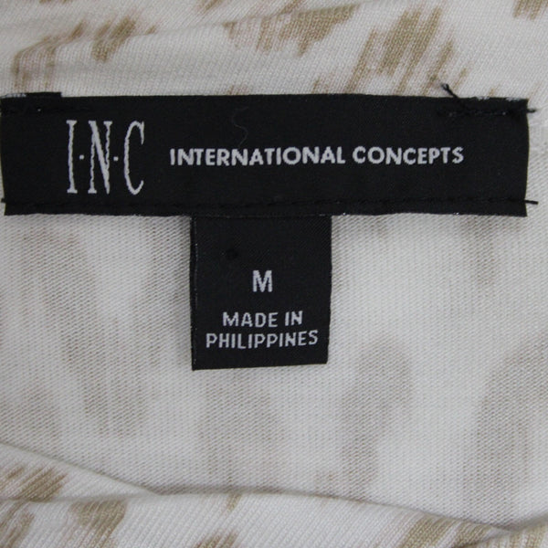 INC NEW Sz M Cream Taupe Hi Low Oversize Long Sleeve Supersoft Rayon Blend Top