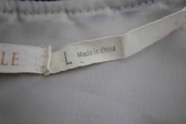 Tulle Sz L Ivory Multi Textured Striped Back Bow 100% Cotton Dress