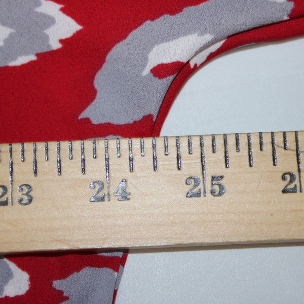Cake Top Sz S Red Gray White Animal Print V Neck Asymm 100% Polyester Top