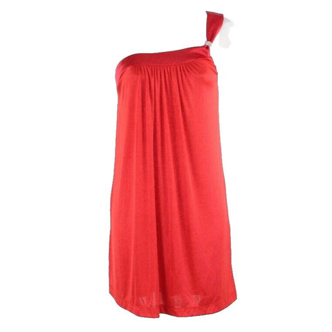 Alexia Admor Sz M Red Rhinestone One Shoulder Lined Nylon Spandx Silk Mini Dress