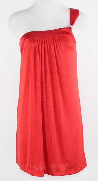 Alexia Admor Sz M Red Rhinestone One Shoulder Lined Nylon Spandx Silk Mini Dress