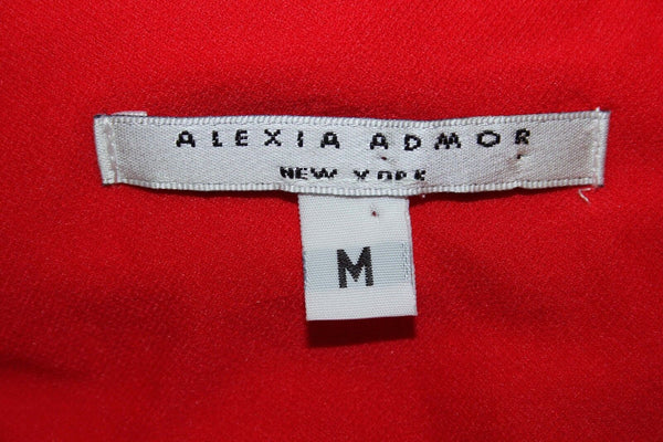 Alexia Admor Sz M Red Rhinestone One Shoulder Lined Nylon Spandx Silk Mini Dress