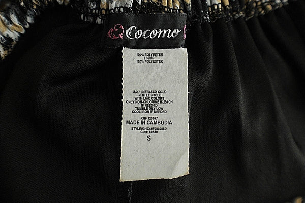 Cocomo Sz S Tan Charcoal Black White Polyester Romantic Sleeve Lined Dress