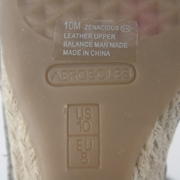 Aerosoles Zenacious Sz 10M Silver Tan Ankle Strap Leather Upper 3" Wedge