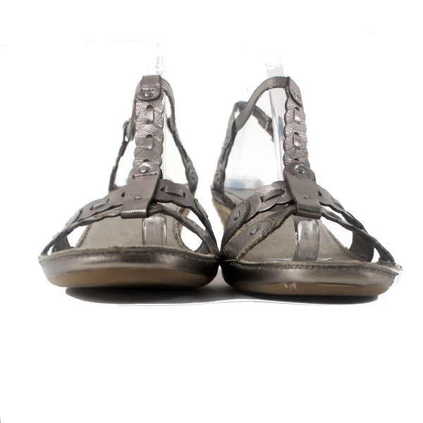 Aerosoles Zenacious Sz 10M Silver Tan Ankle Strap Leather Upper 3" Wedge