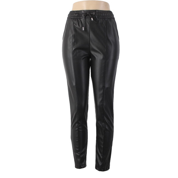 Love Tree Pant Sz S x 27 Black Faux Leather Elastic Waist 100% Polyurethane Pant