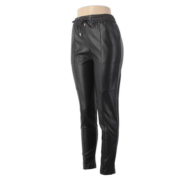 Love Tree Pant Sz S x 27 Black Faux Leather Elastic Waist 100% Polyurethane Pant