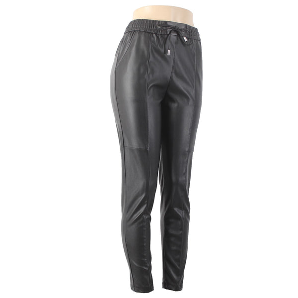 Love Tree Pant Sz S x 27 Black Faux Leather Elastic Waist 100% Polyurethane Pant