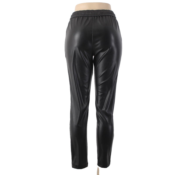 Love Tree Pant Sz S x 27 Black Faux Leather Elastic Waist 100% Polyurethane Pant
