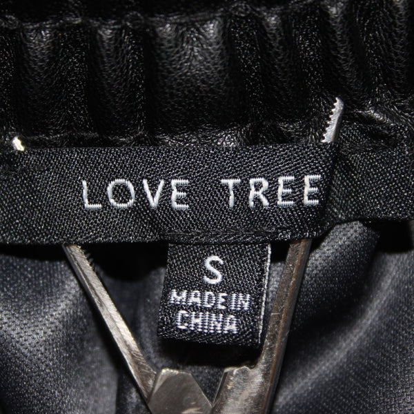Love Tree Pant Sz S x 27 Black Faux Leather Elastic Waist 100% Polyurethane Pant