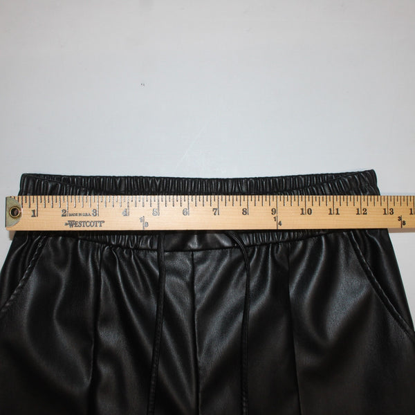 Love Tree Pant Sz S x 27 Black Faux Leather Elastic Waist 100% Polyurethane Pant