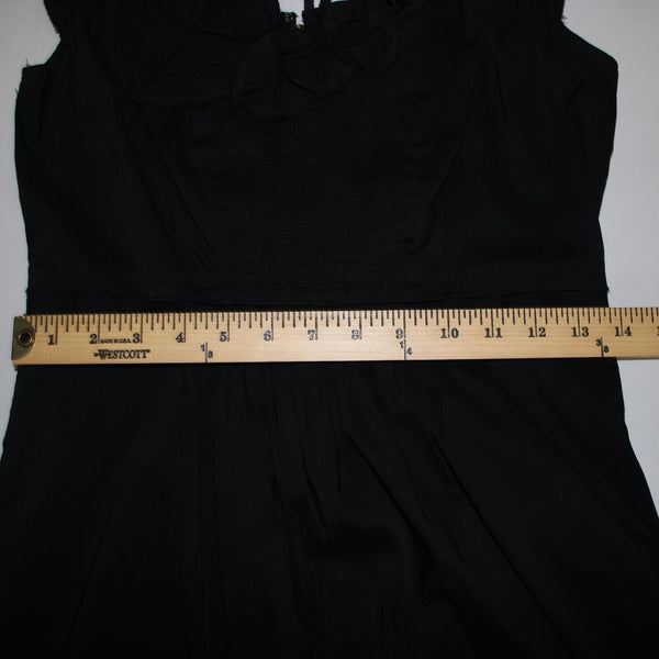 BCBGmaxazria NEW $142 Sz S Black Lined Woven Rushed Embroid Cotton Nylon Dress