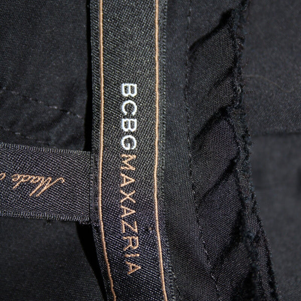 BCBGmaxazria NEW $142 Sz S Black Lined Woven Rushed Embroid Cotton Nylon Dress