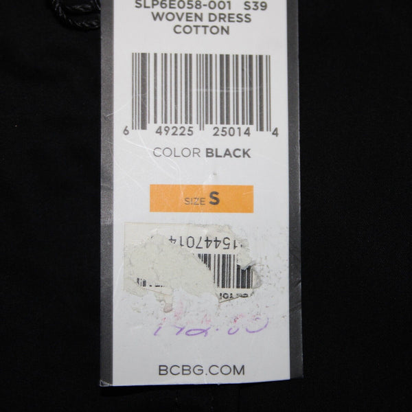 BCBGmaxazria NEW $142 Sz S Black Lined Woven Rushed Embroid Cotton Nylon Dress