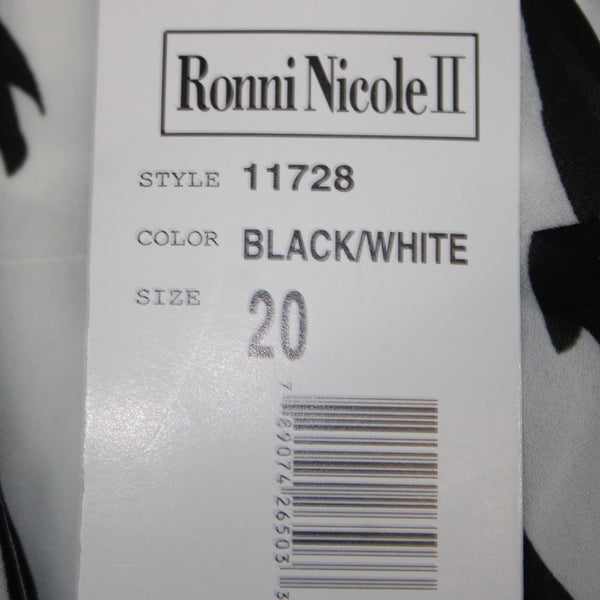 Ronni Nicole II Dress NEW Sz 20 White Black Lined Sleeveless 100% Poly Dress