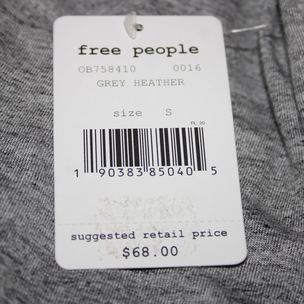 We The Free NEW $68 Sz S Gray Heather Asymmetrical V Neck Tunic Rayon Linen Top