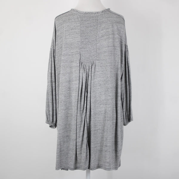 We The Free NEW $68 Sz S Gray Heather Asymmetrical V Neck Tunic Rayon Linen Top