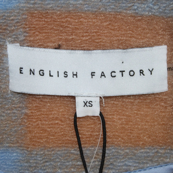 English Factory Sweater NEW Gingham Shacket Sz XS Blue Brown Polyester Sweater
