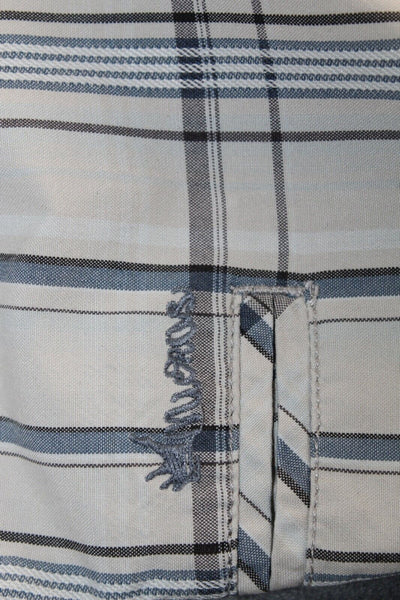 Micros Sz 14 x 9 Gray Blue Plaid Poly Blend Shorts