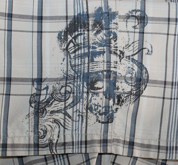 Micros Sz 14 x 9 Gray Blue Plaid Poly Blend Shorts