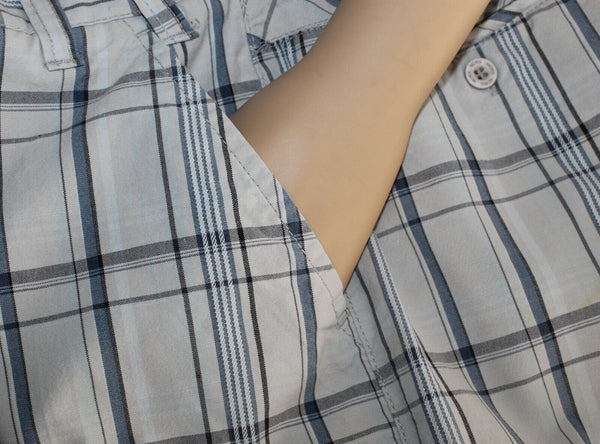 Micros Sz 14 x 9 Gray Blue Plaid Poly Blend Shorts
