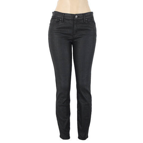 J Crew Toothpick Sz 29 x 28 Black Waxed Front Side Cotton Polyamide Jeans