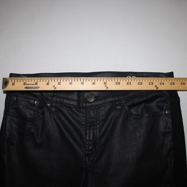 J Crew Toothpick Sz 29 x 28 Black Waxed Front Side Cotton Polyamide Jeans