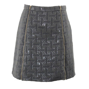 Xhilaration Sz M Black Double Brass Zip Front Cotton Metallic Blend Skirt
