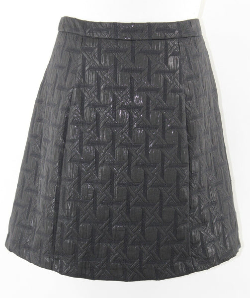 Xhilaration Sz M Black Double Brass Zip Front Cotton Metallic Blend Skirt