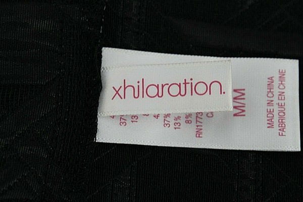 Xhilaration Sz M Black Double Brass Zip Front Cotton Metallic Blend Skirt