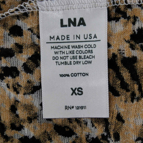 LNA NEW $95 Sz XS Brown Leopard Burnout Boxy Crew 100% Cotton Knit Top