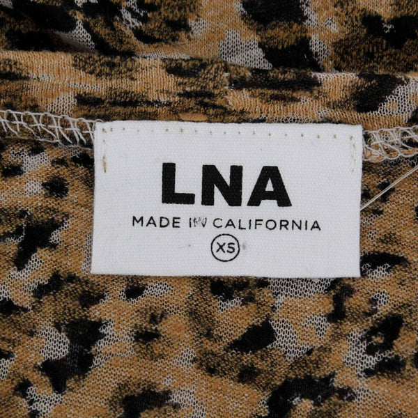 LNA NEW $95 Sz XS Brown Leopard Burnout Boxy Crew 100% Cotton Knit Top